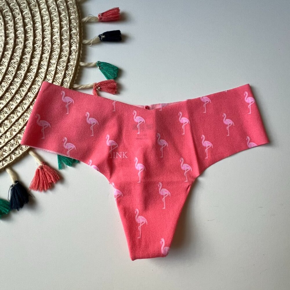Victoria's Secret No Show Thong Panty Orange Flamingo XS NEW